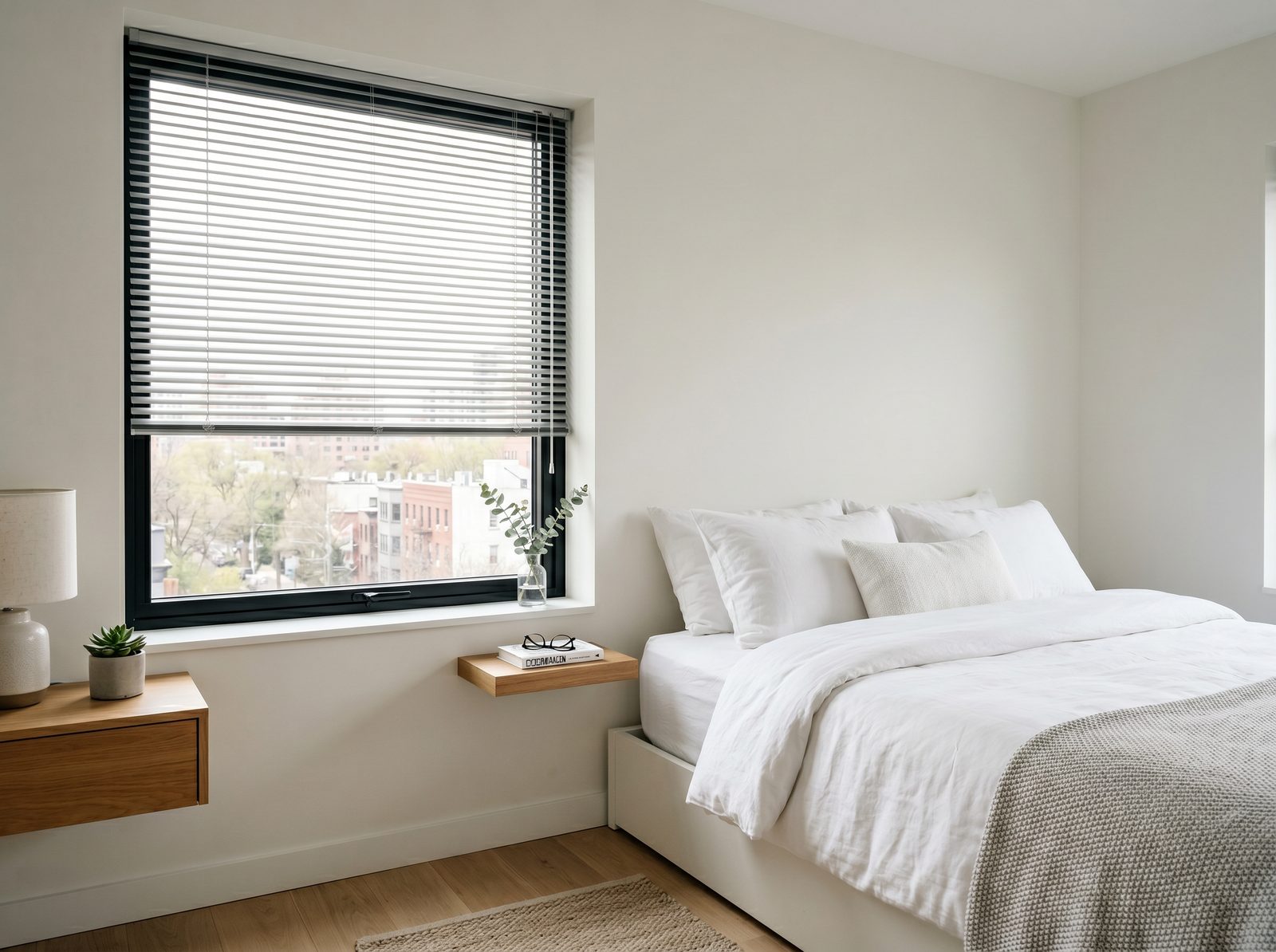 Aluminum Mini Blinds in Brushed Silver