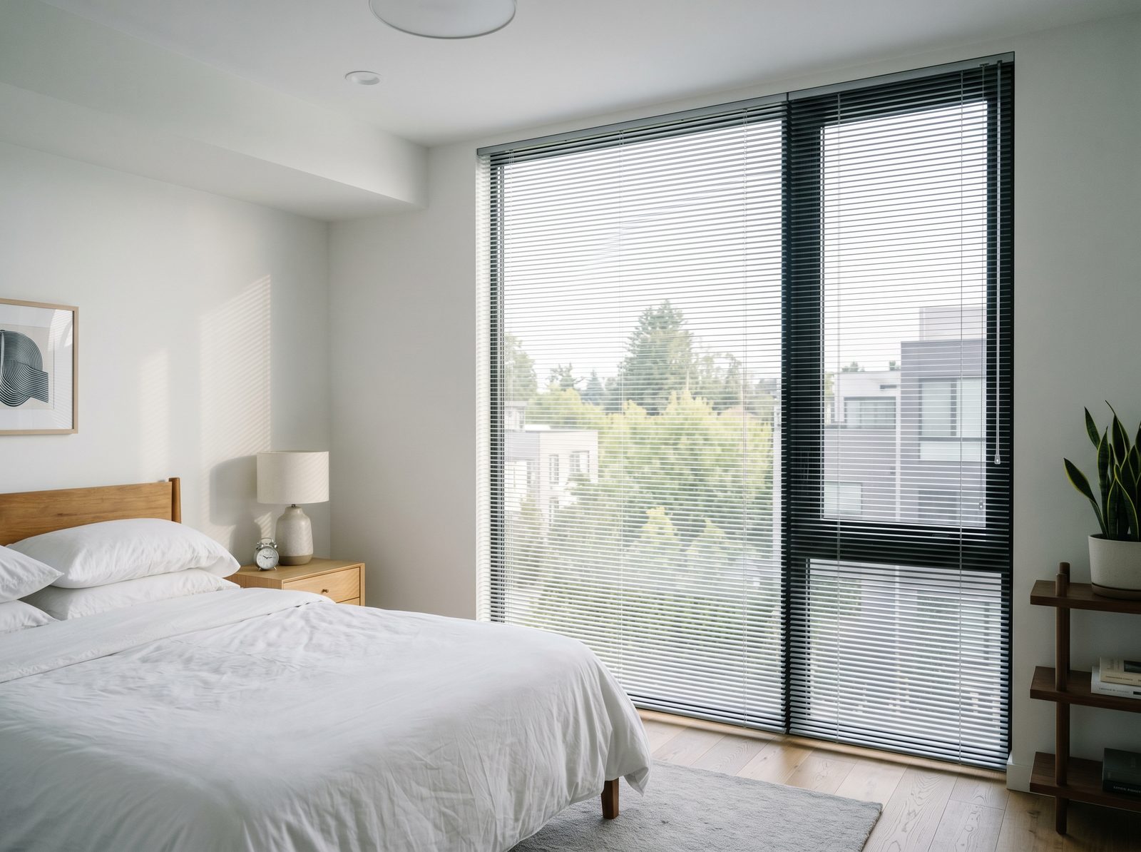 Aluminum Mini Blinds in Brushed Silver