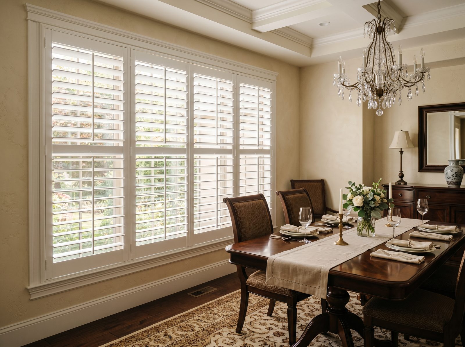 Basswood Plantation Shutters — Crisp White