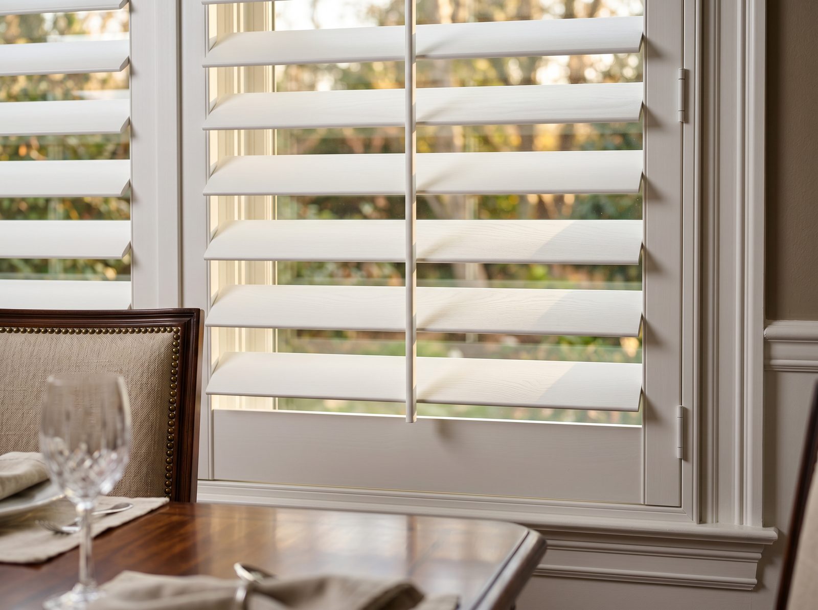 Basswood Plantation Shutters — Crisp White