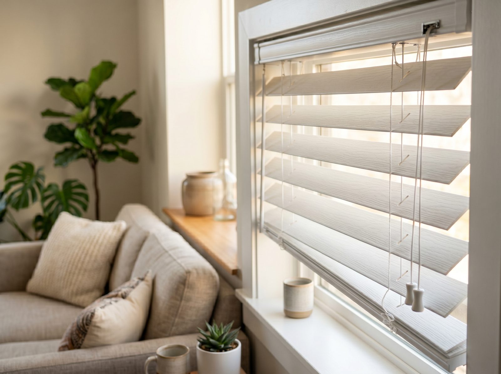 Real Hardwood Blinds — Hand-Stained Pecan