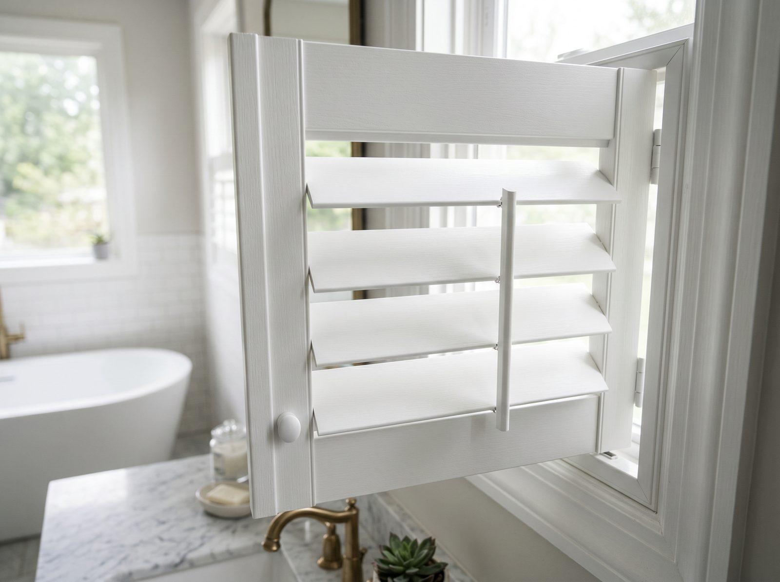 Composite Waterproof Shutters in Pure White