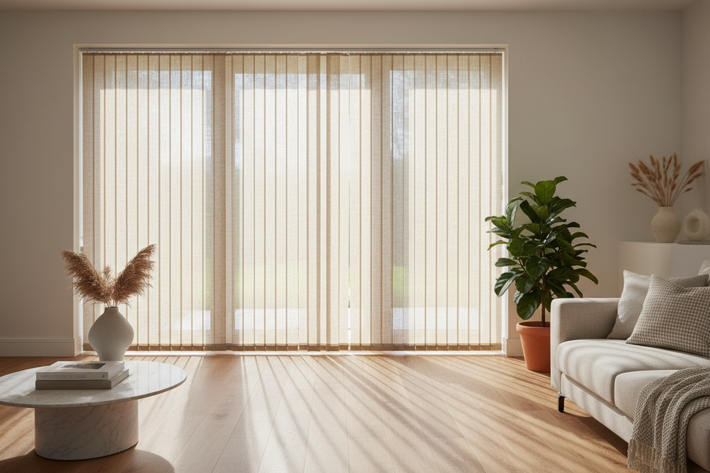 Fabric Vertical Blinds in Oatmeal Weave