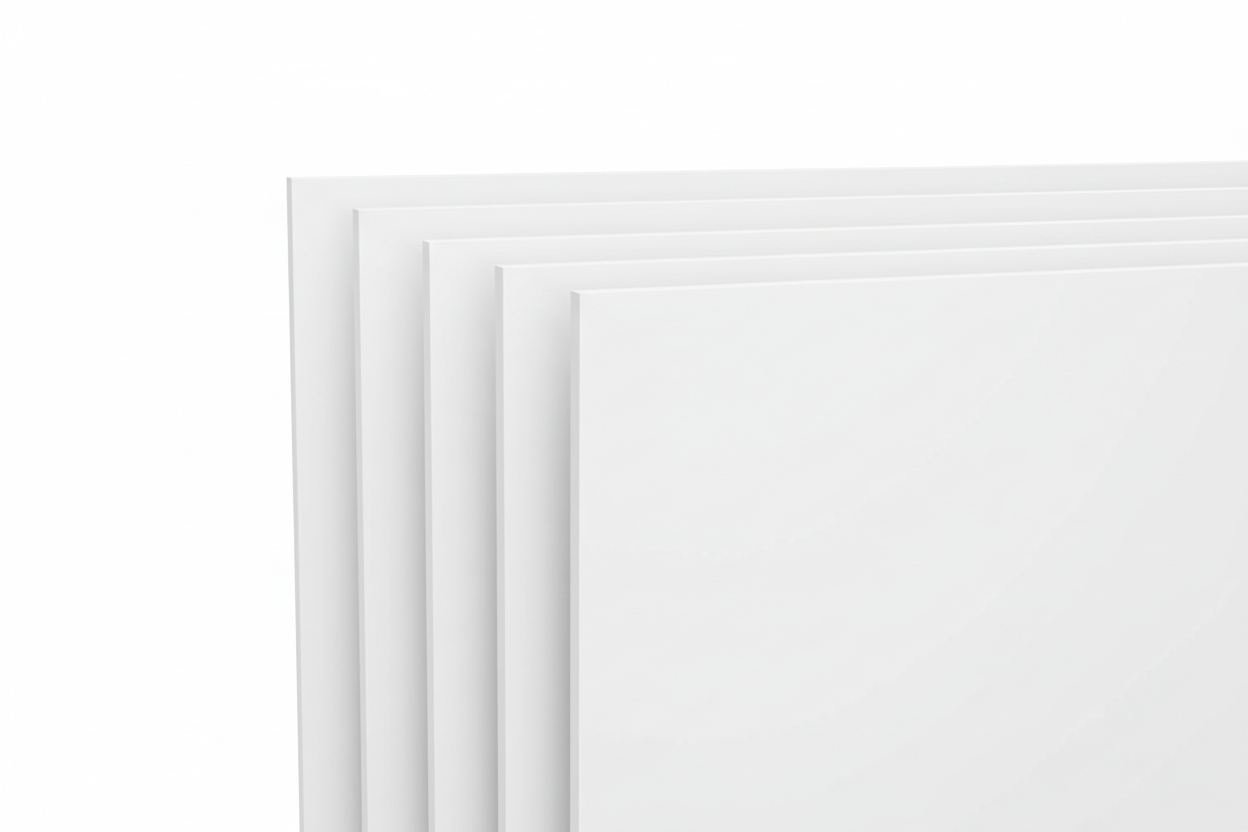 Close-up of PVC Vertical Blind vanes in smooth white finish