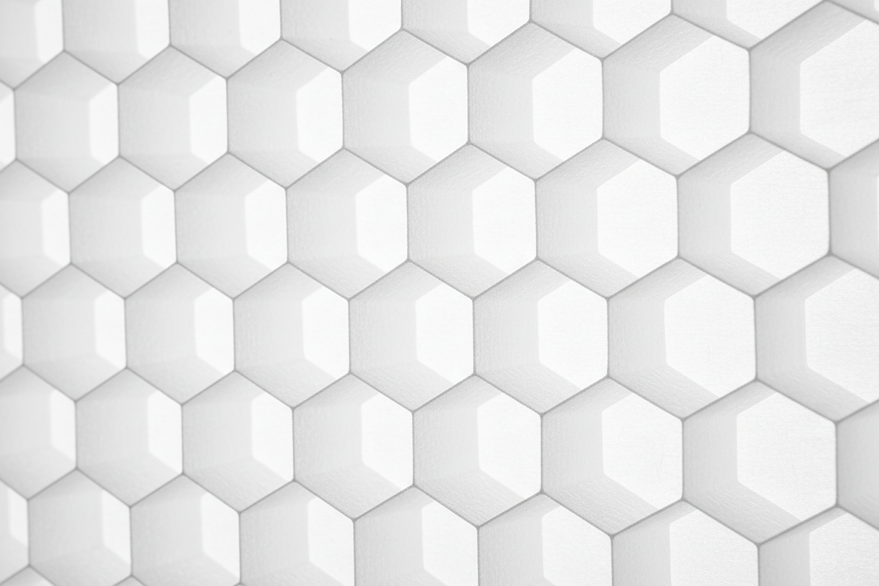 Close-up of single cell honeycomb shade fabric showing hexagonal cellular structure