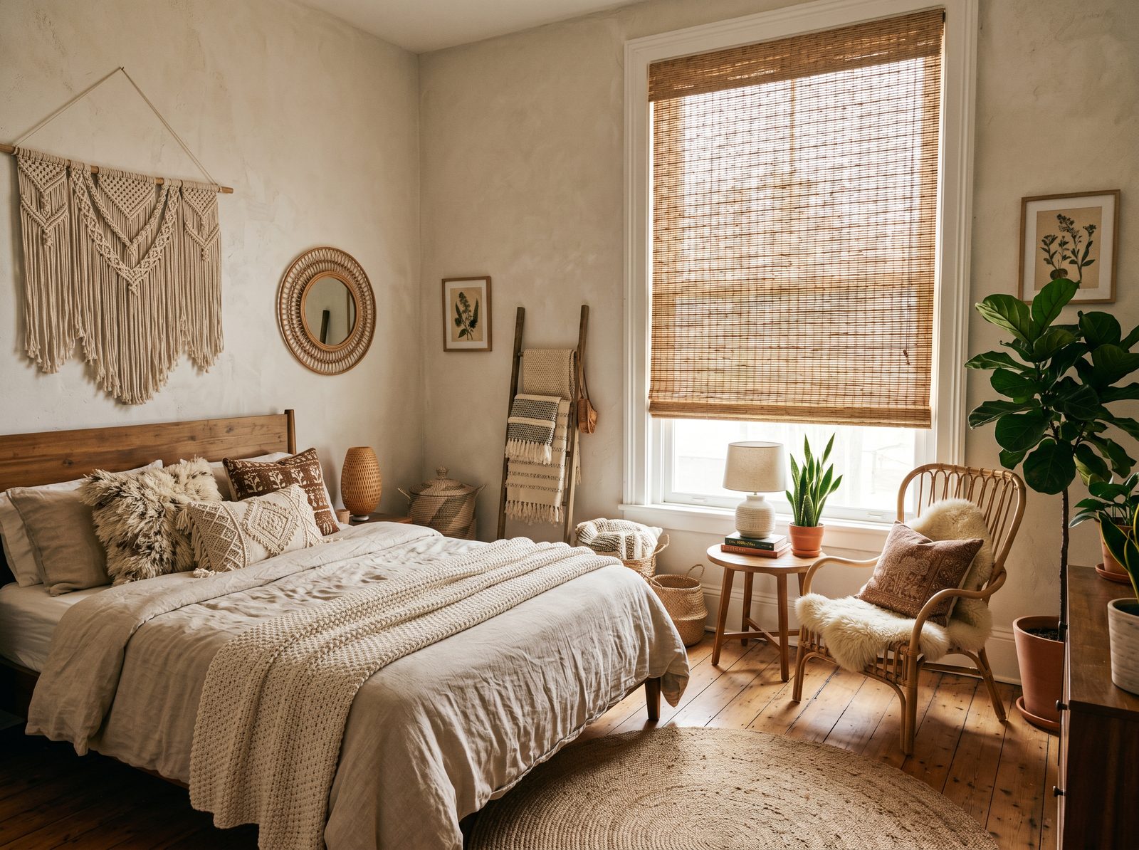Jute Woven Wood Shades in Warm Sand