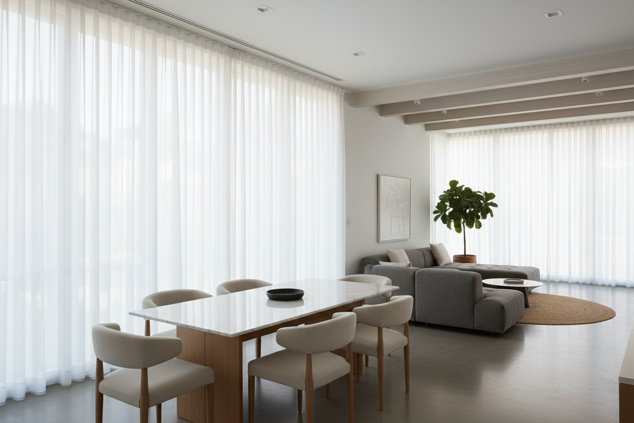 Ripplefold Sheer Drapery - Dining Room